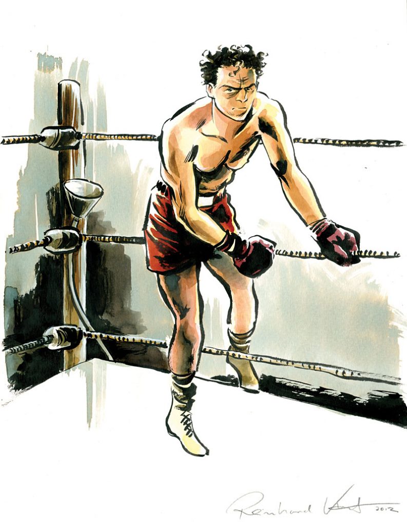 "Harry Haft - The Boxer"
Ink and watercolor on paper
approx. 25 + 35cm
350,- Euro